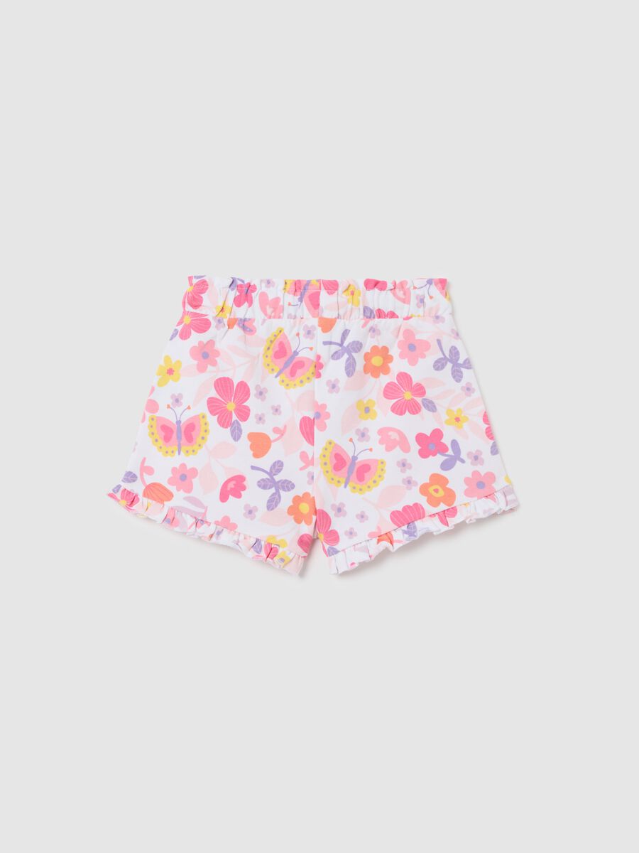 Stretch Cotton Floral Print Shorts Fagottino_1