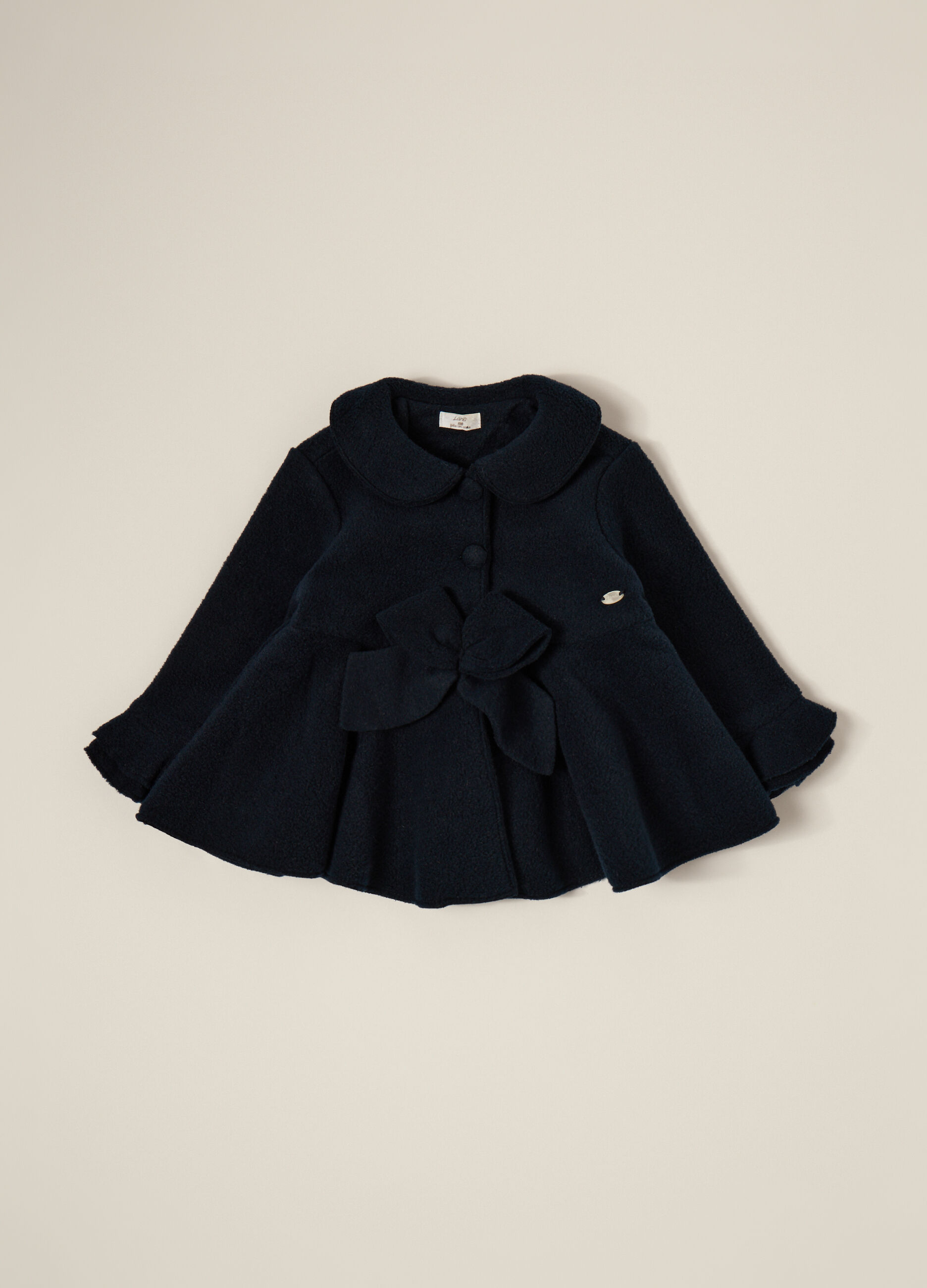 Blue coat in fleece and viscose mix