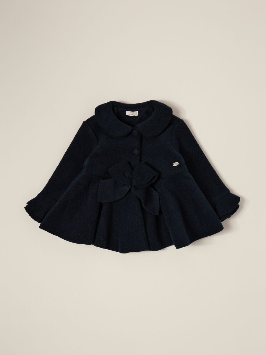 Blue coat in fleece and viscose mix_0