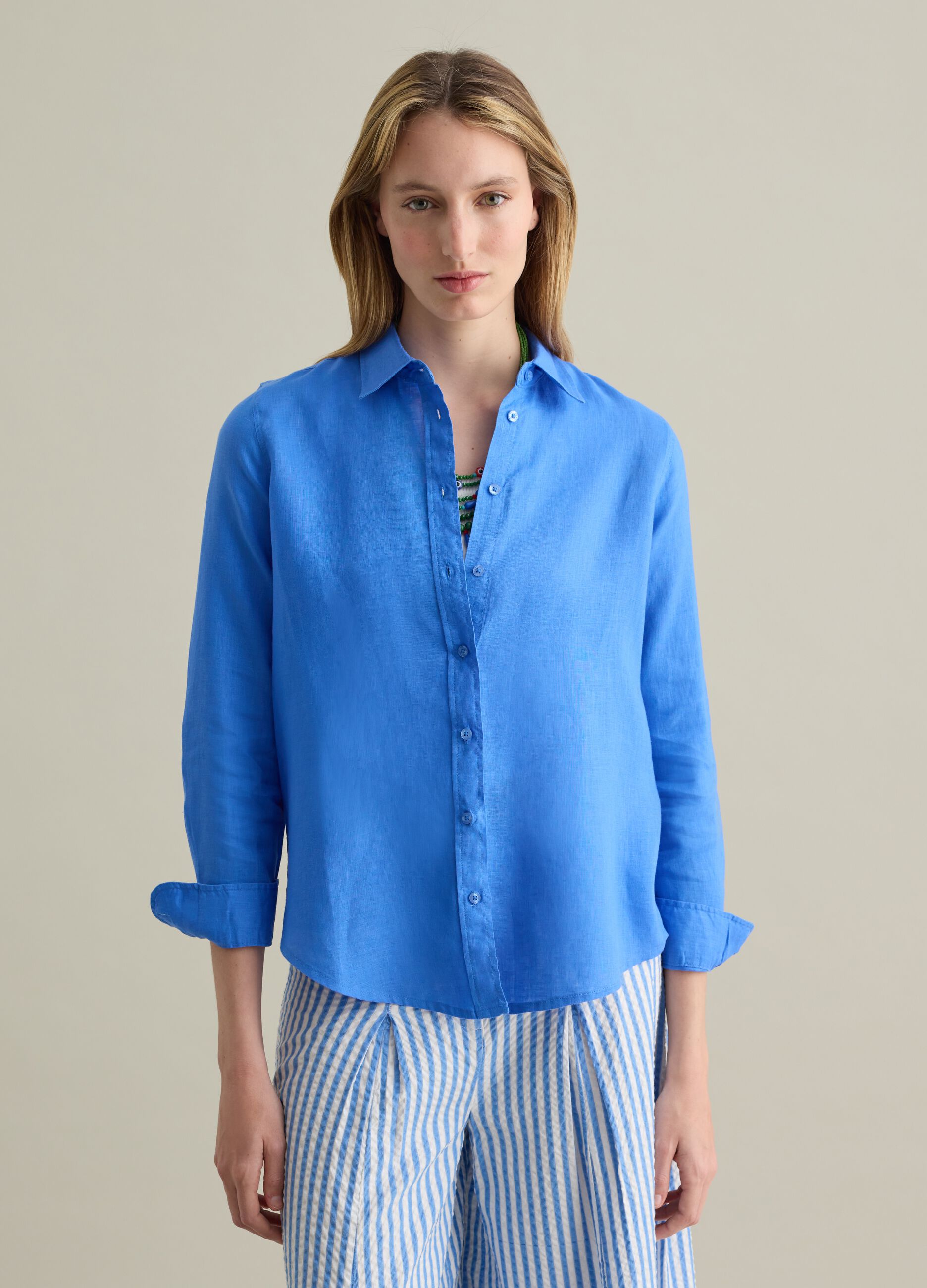 Light blue regular-fit shirt in linen