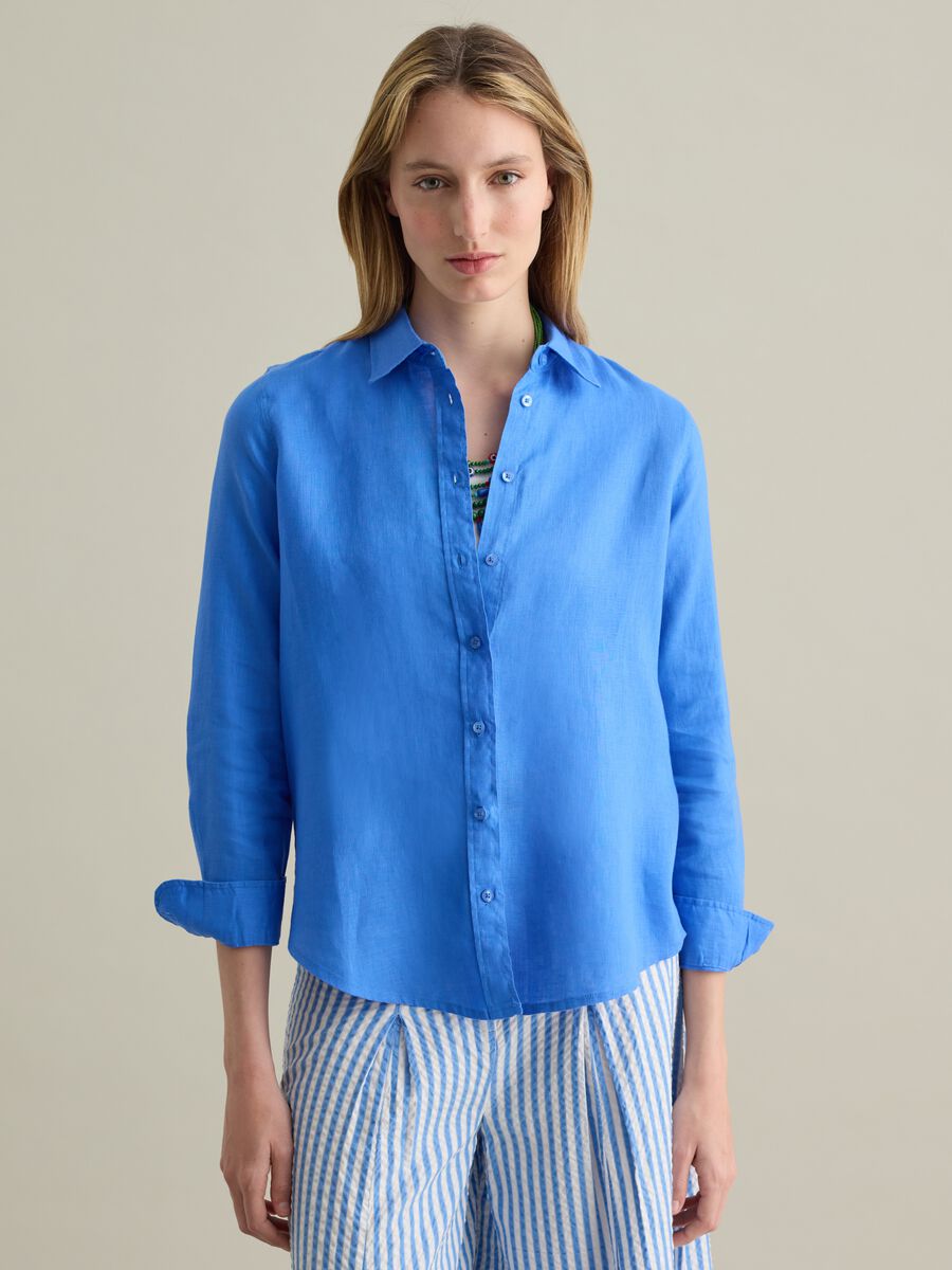 Light blue regular-fit shirt in linen_0