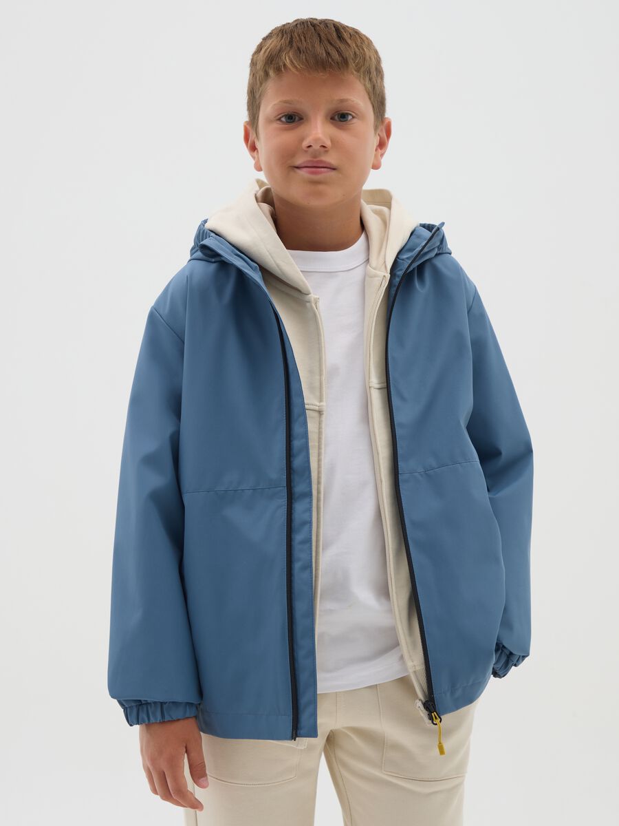 Boys' jacket in blue fabric regular fit_0