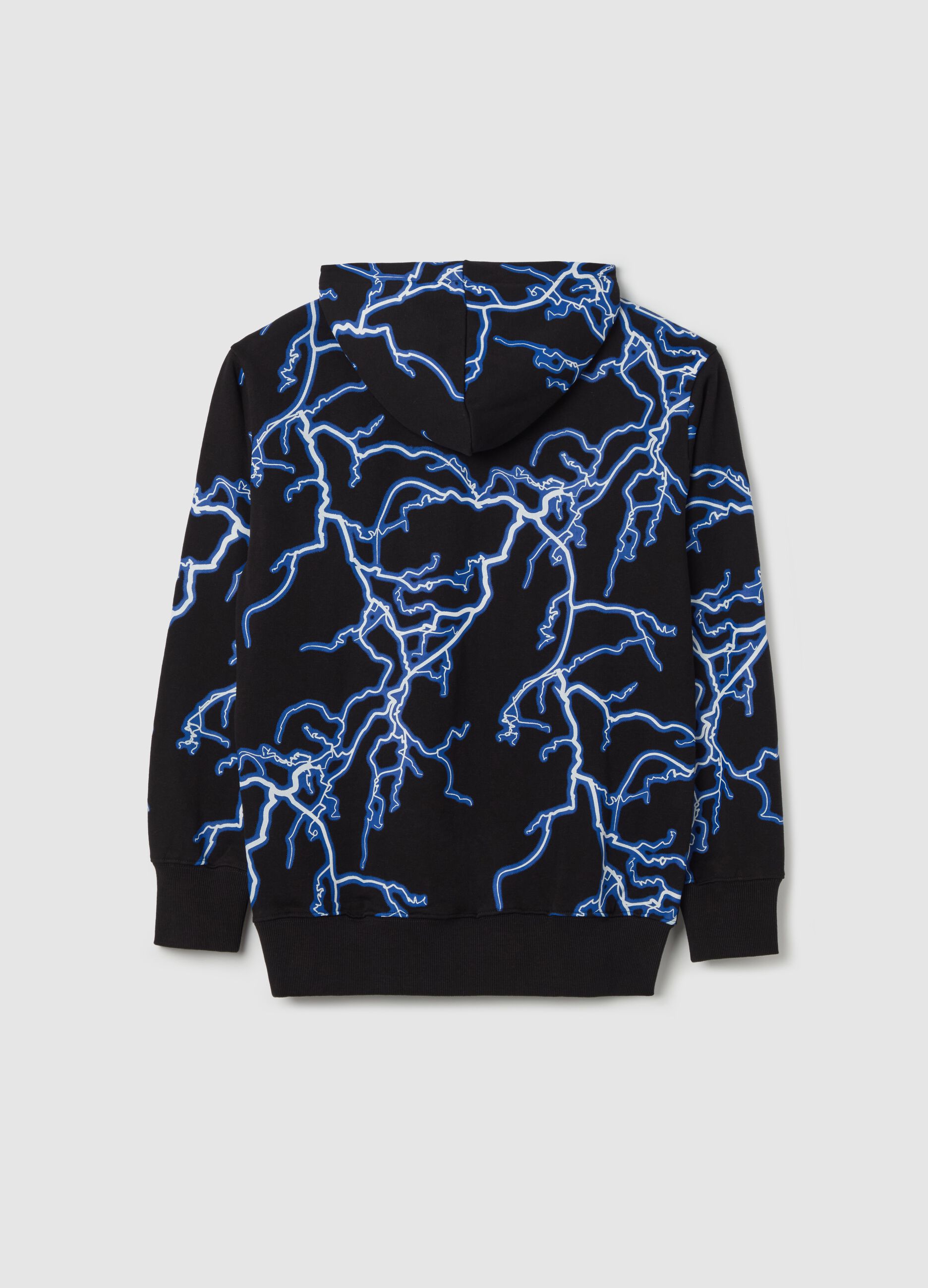 Sweatshirt with hood and lightning print