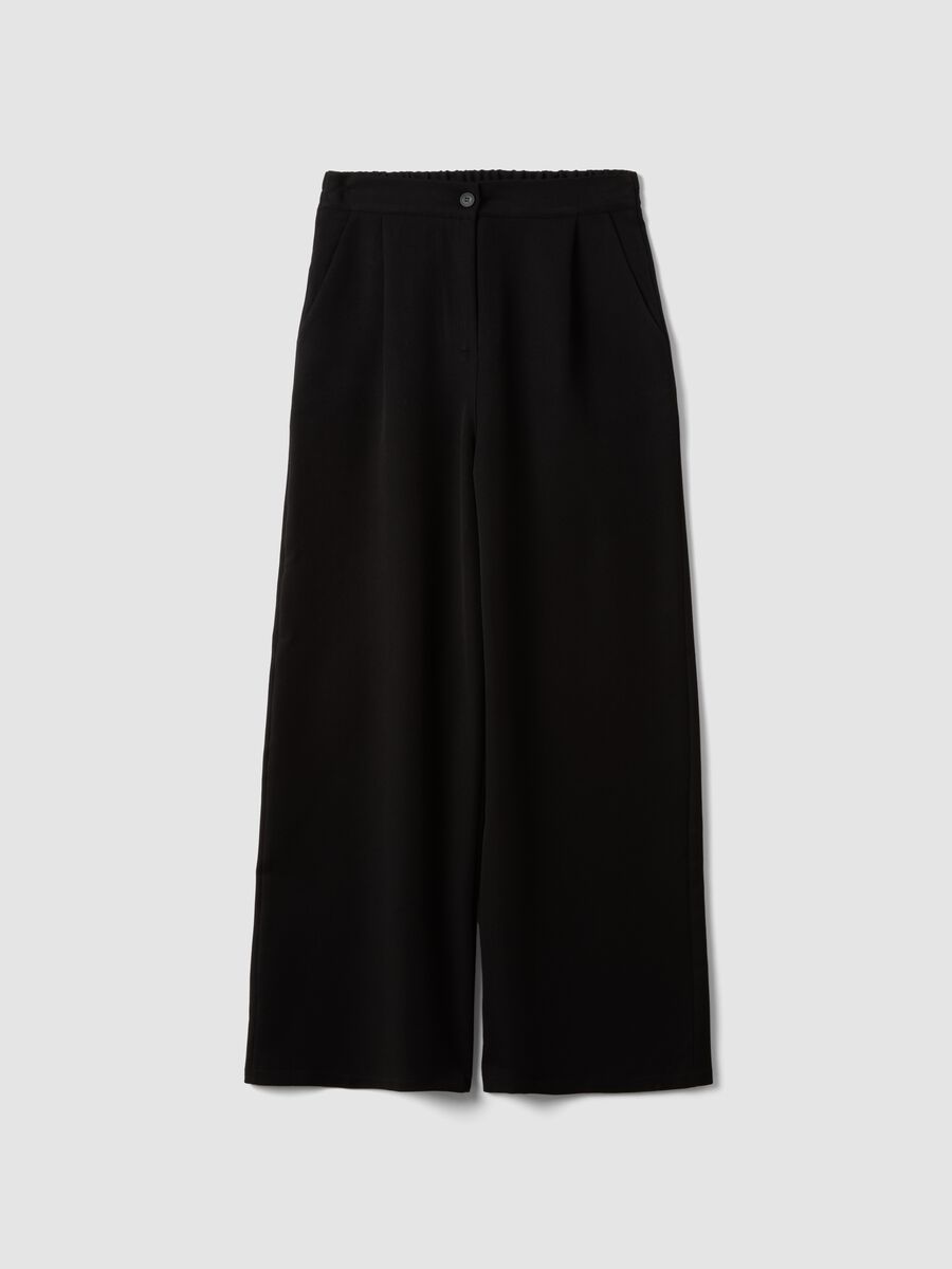 Black stretch viscose regular-fit trousers_4