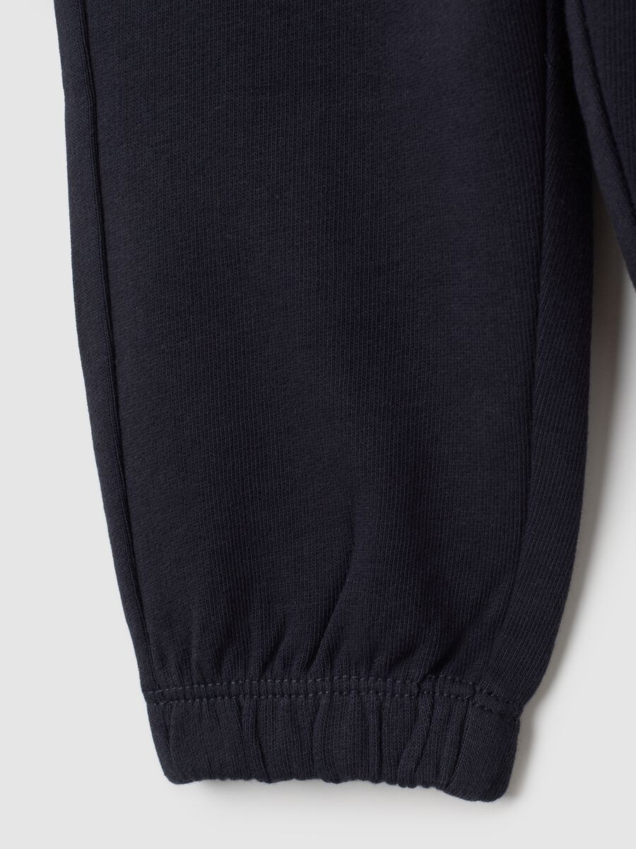 Pantaloni jogger da bambina in puro cotone nero _3