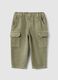 Pantaloni cargo in puro cotone verdi da bimbo regular fit_0