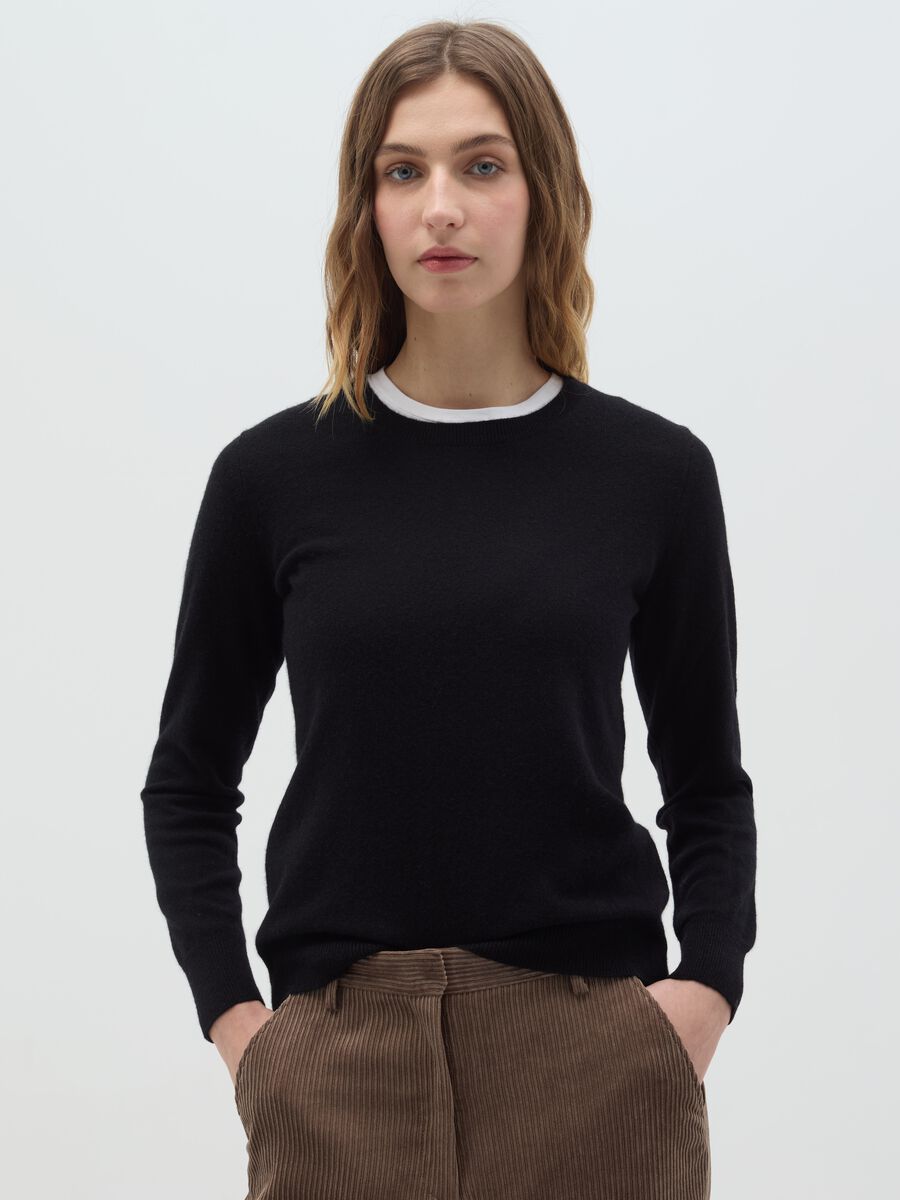 Pullover with round neck in cashmere_0