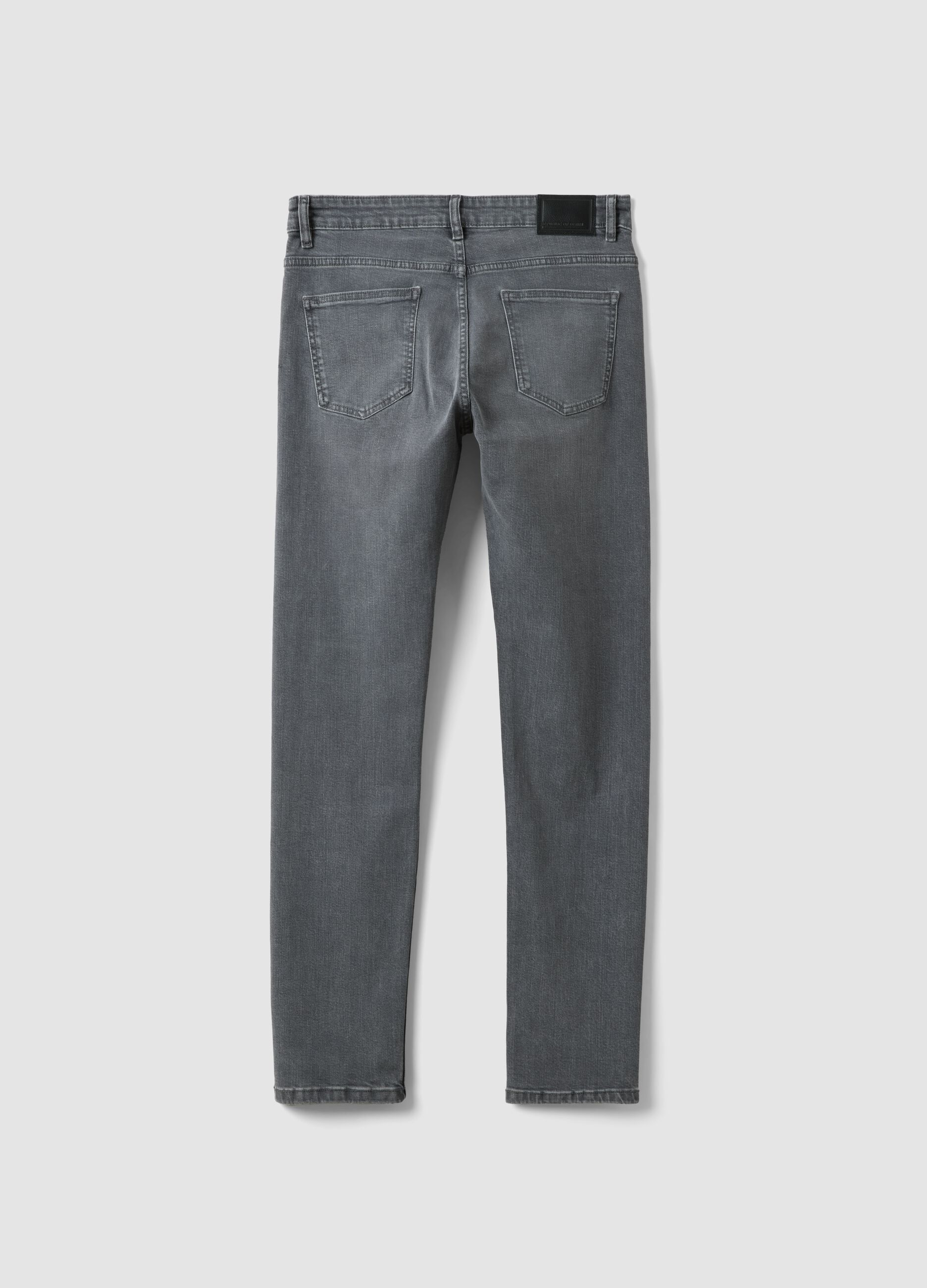 Jeans denim grigi in cotone elasticizzato slim fit