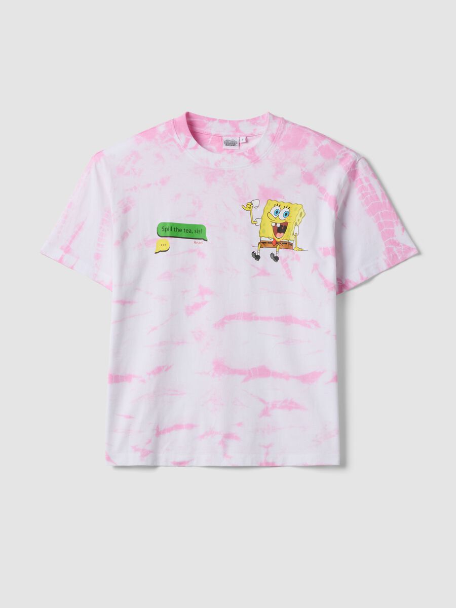Multicoloured pure cotton T-shirt with regular fit and SpongeBob print_0
