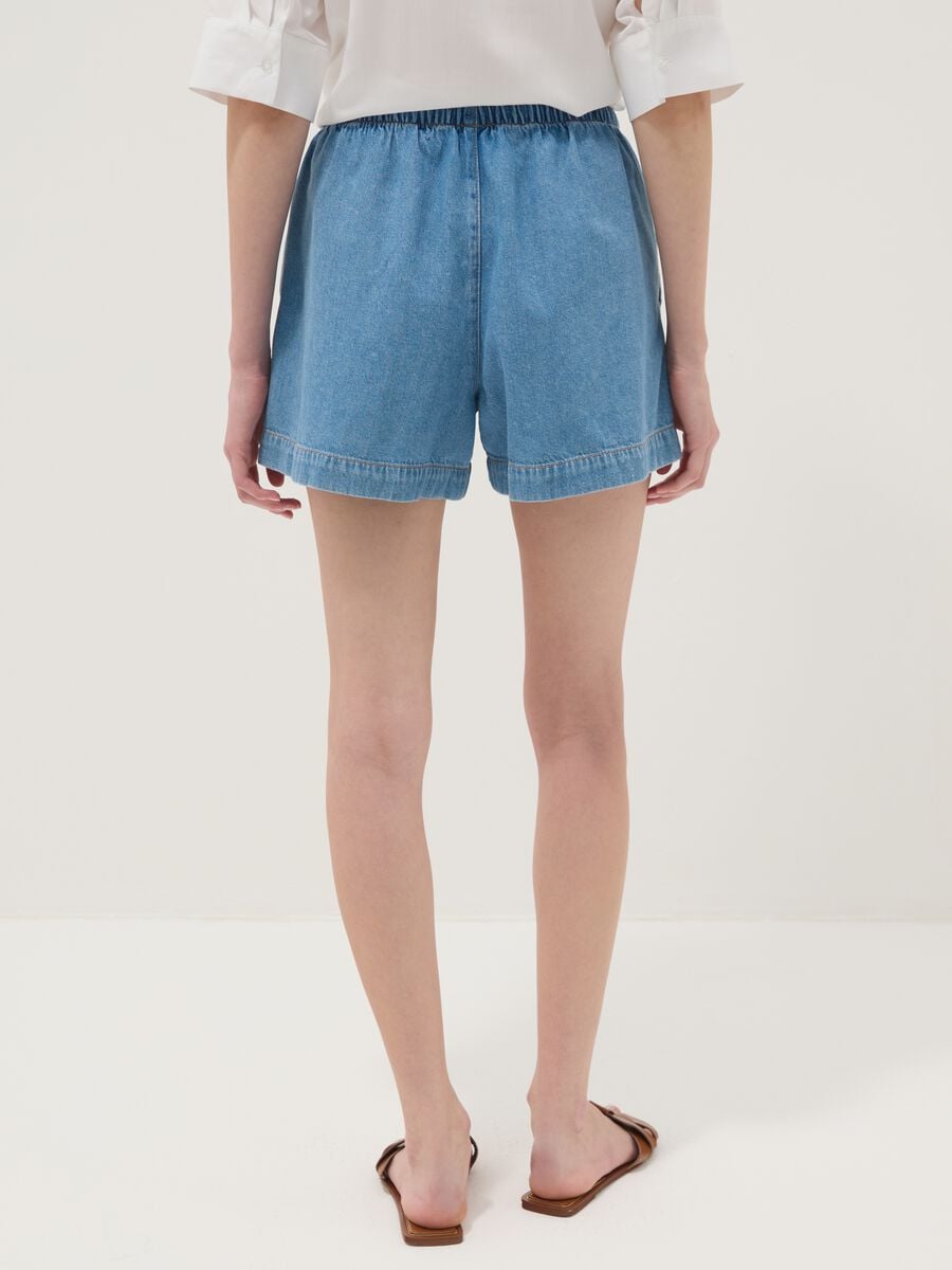 Light blue pure cotton denim shorts_2