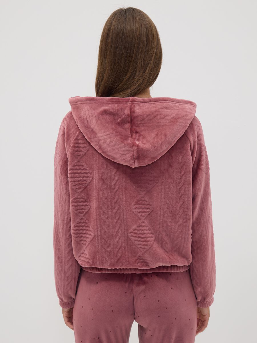Pink zip-up hooded homewear sweatshirt_3