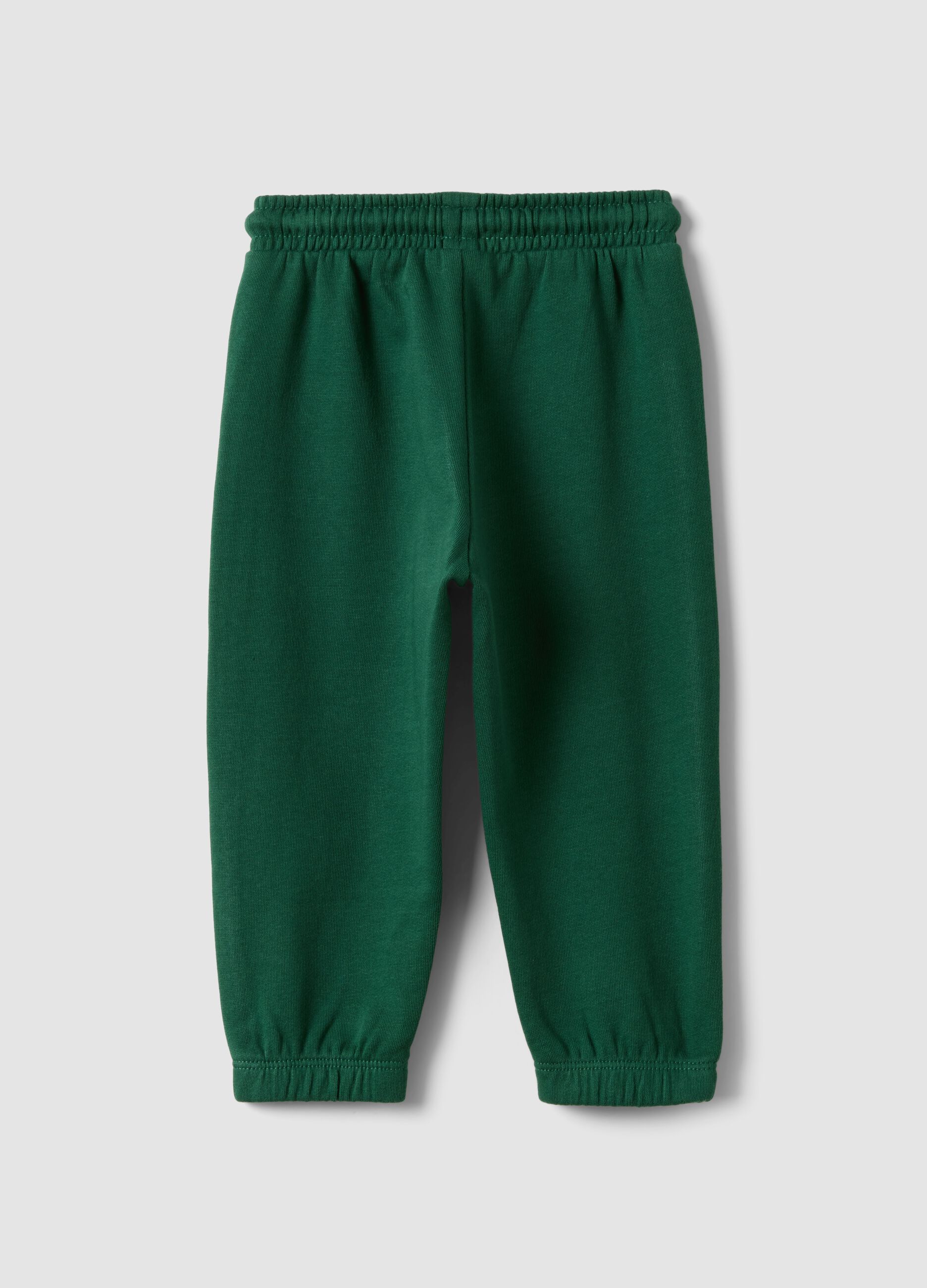 Pantaloni jogger verdi in puro cotone organico con coulisse per bimbo