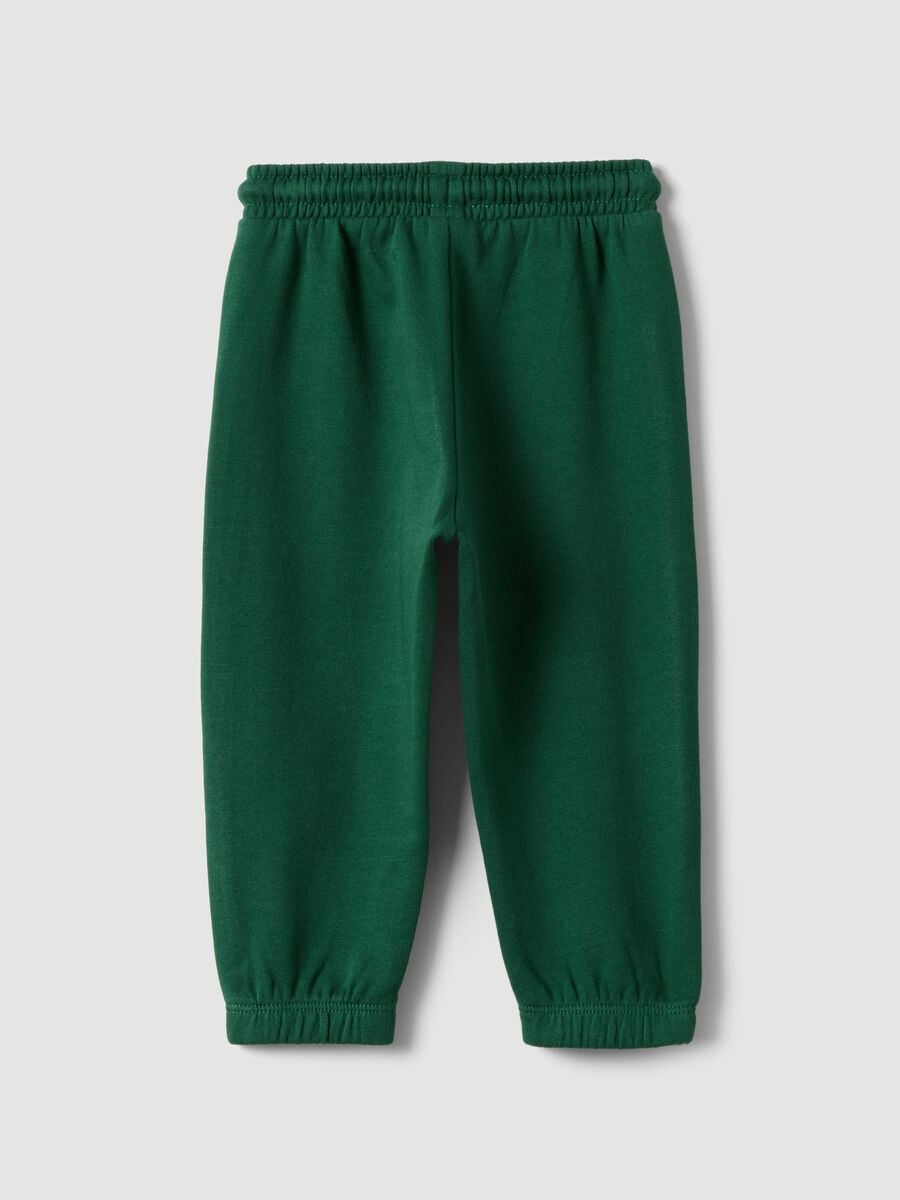 Pantaloni jogger verdi in puro cotone organico con coulisse per bimbo_1