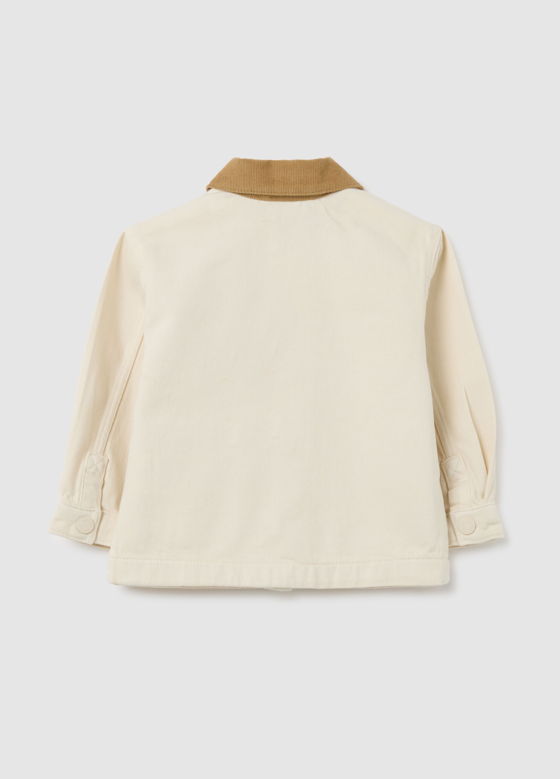Beige Jacket with Brown Collar for Boys