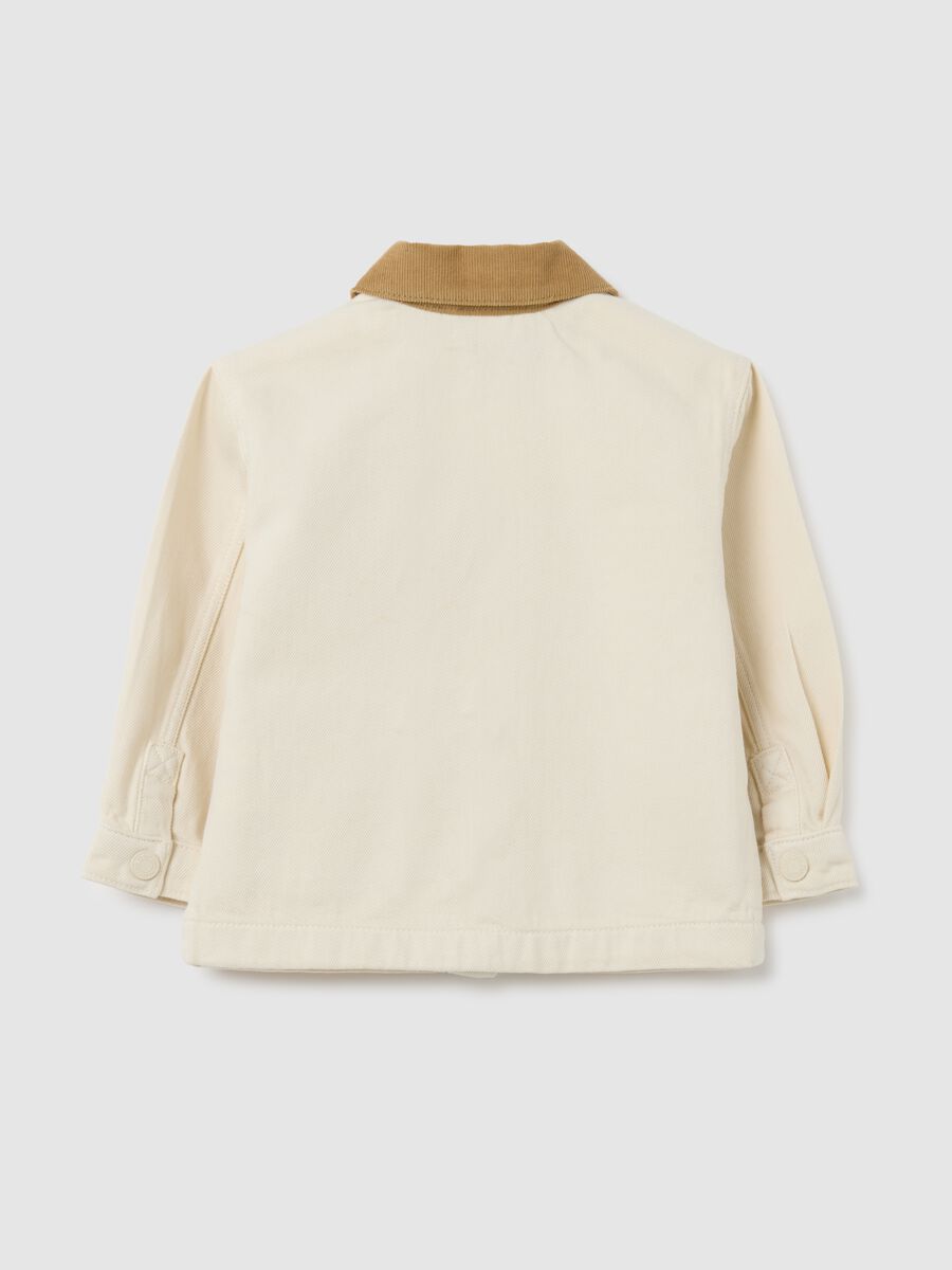 Beige Jacket with Brown Collar for Boys_1