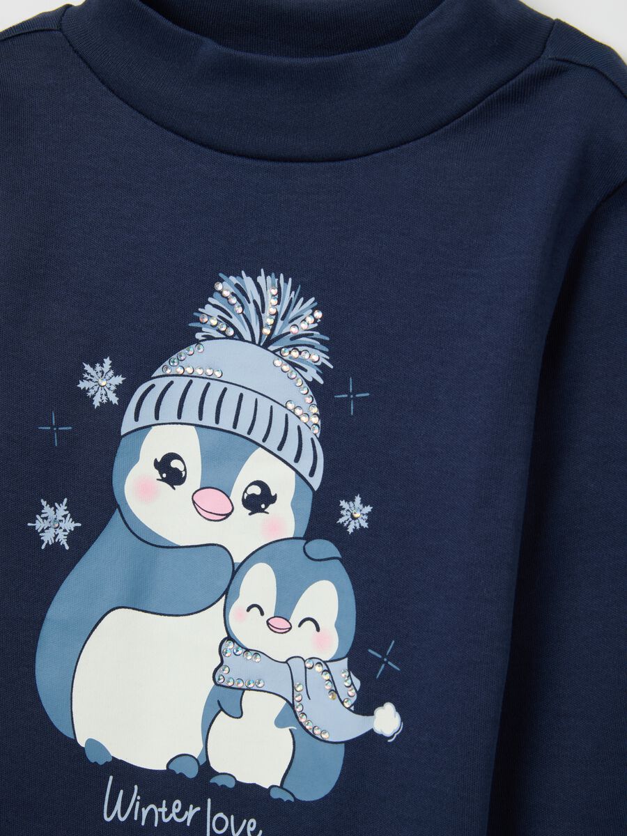 Girls' blue regular fit pure cotton t-shirt with print_2