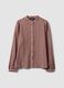 White checked stretch viscose shirt with mandarin collar_4