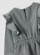 Grey cotton-blend dress with ruffles and bow for baby girl_3