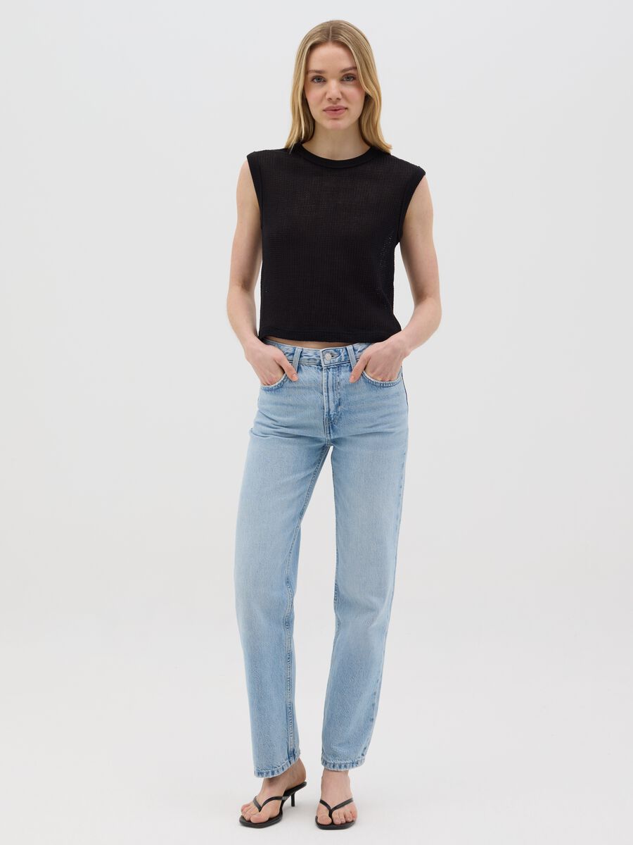 OVS Black Cotton Short Sleeve T-shirt_1