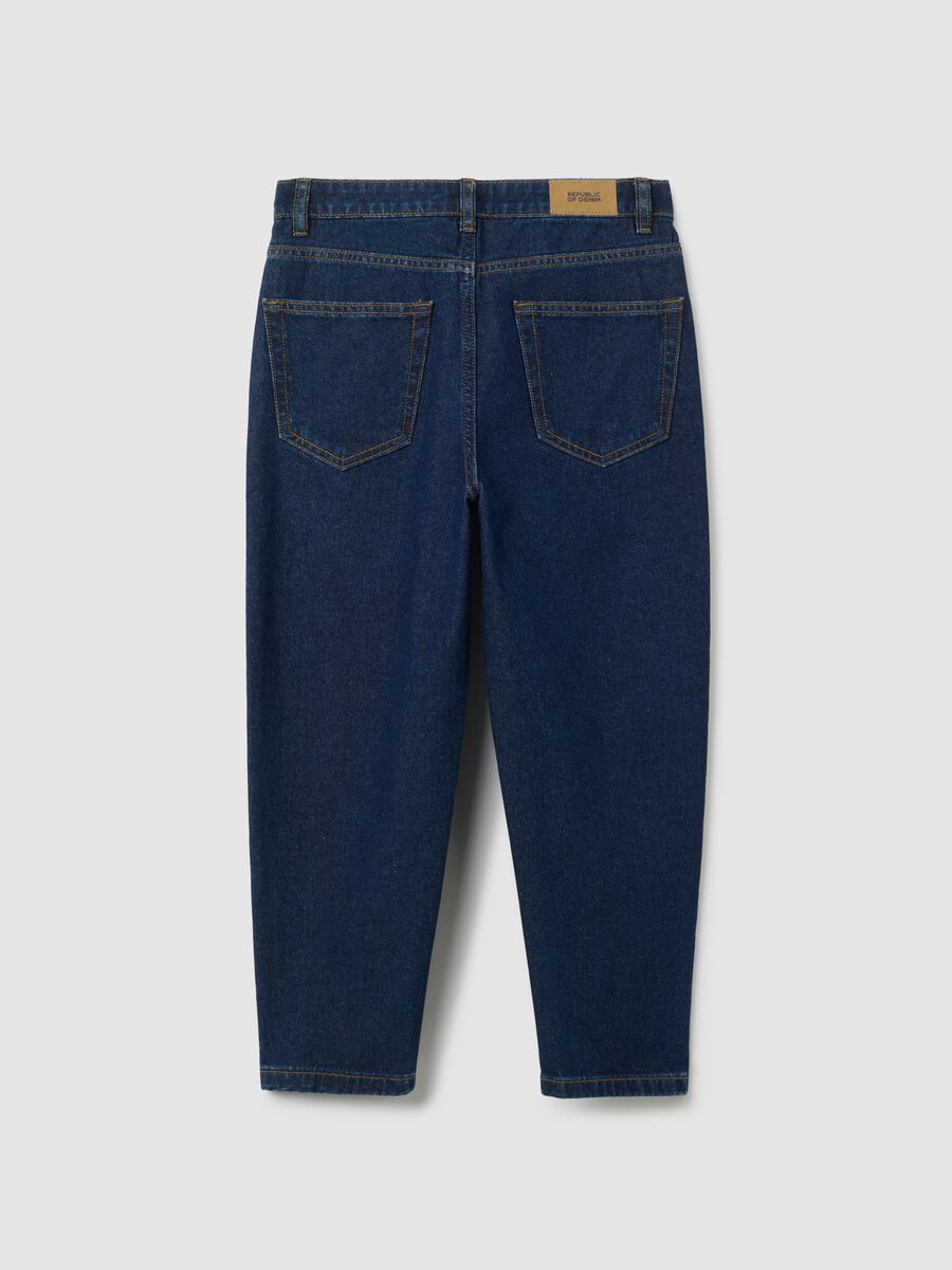 Jeans da ragazzo in puro cotone blu baggy_4