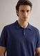 Regular fit blue polo made of cotton, linen, and silk blend_0