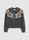 Cardigan grigio regular fit con motivo jacquard_5