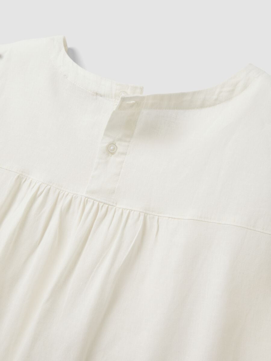 Blusa bianca in misto lino e viscosa regular fit_5