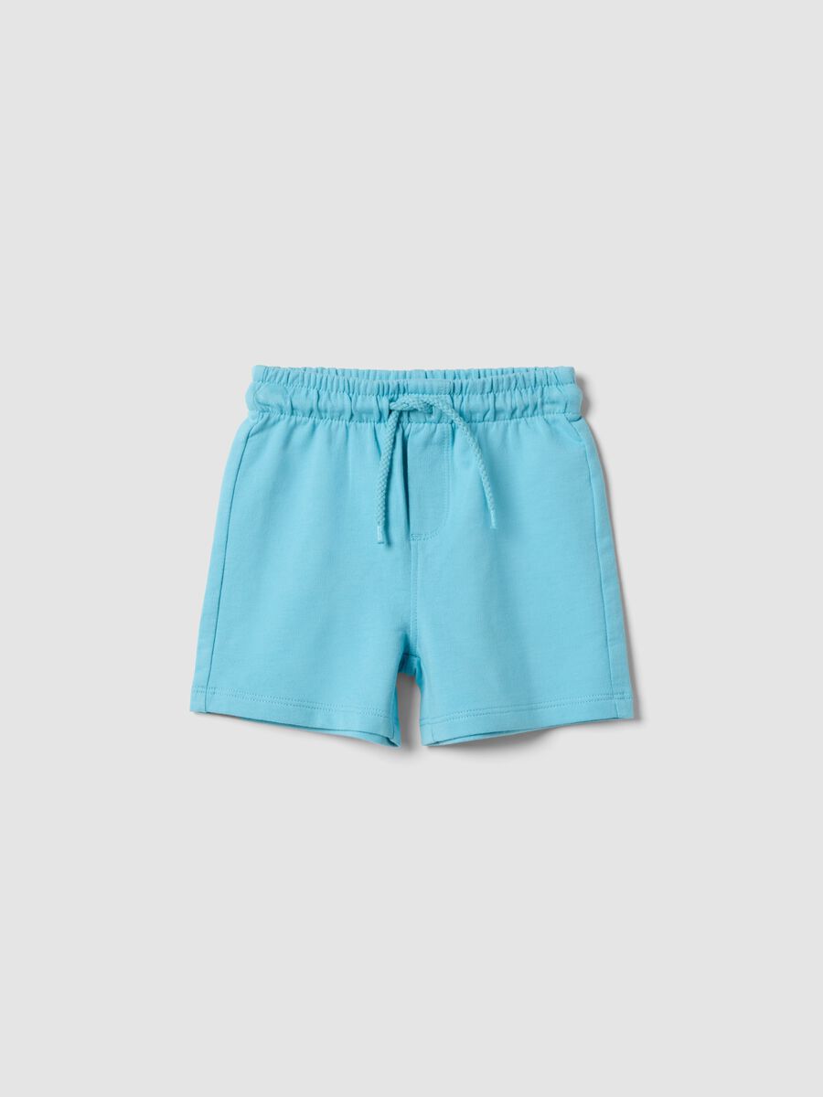 Blue pure cotton regular fit shorts for boy_0