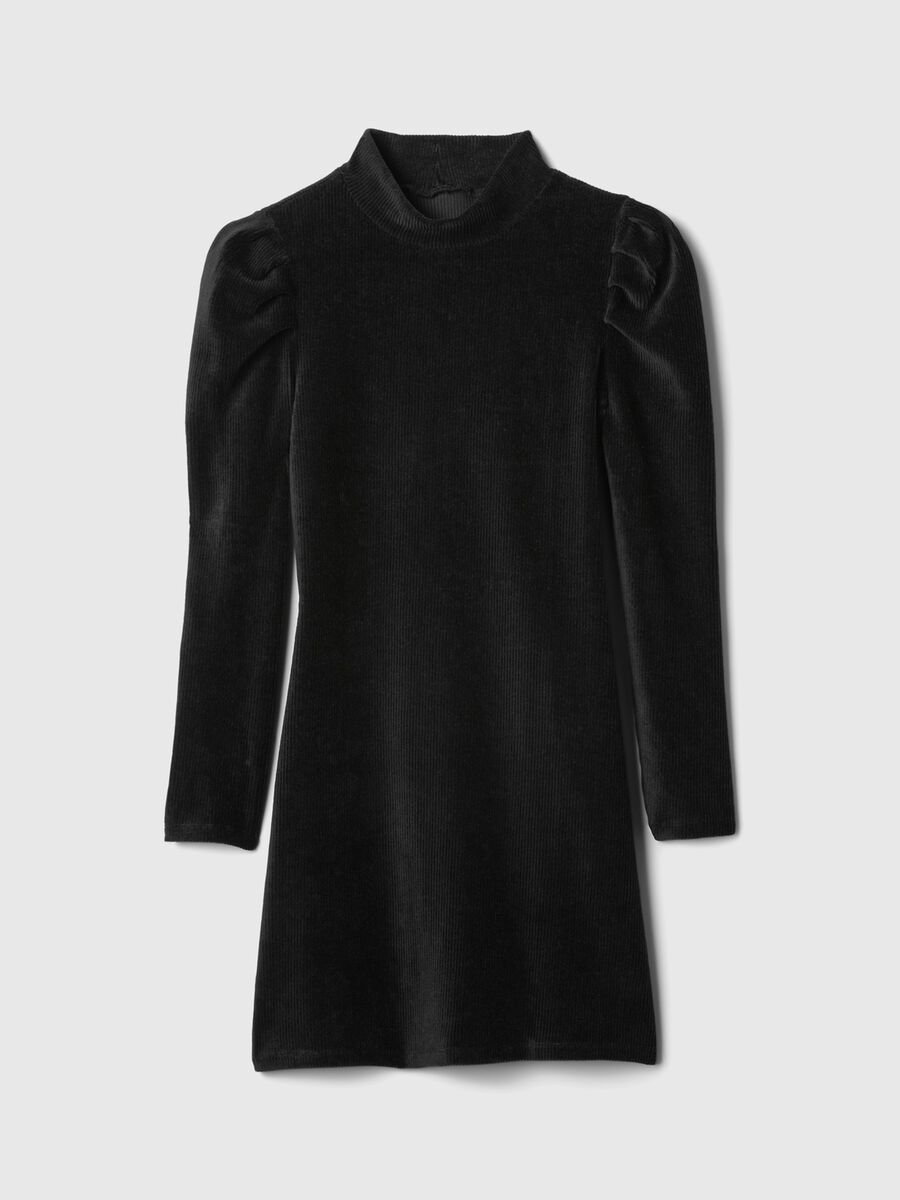 Corduroy dress with puff sleeves_2