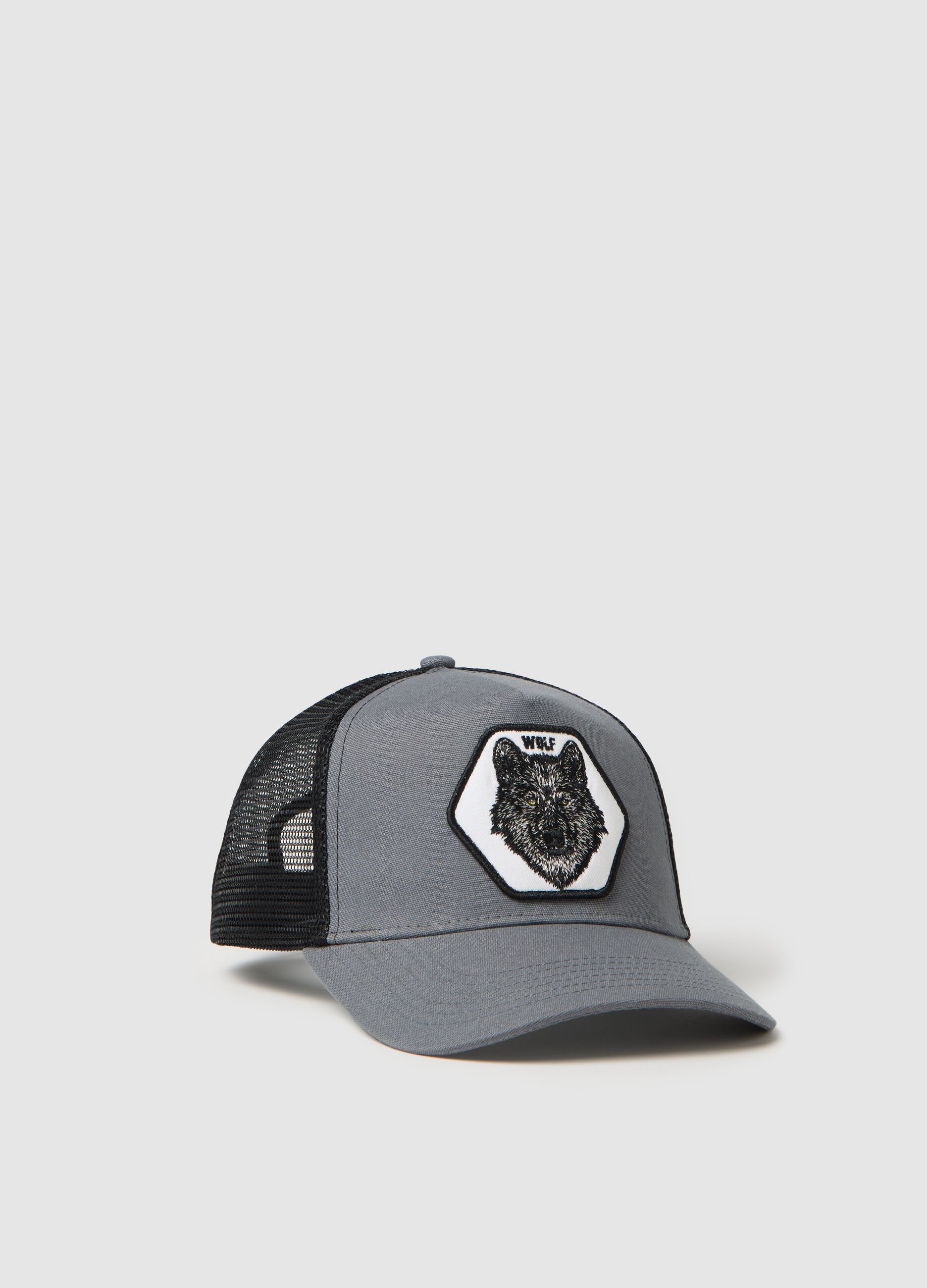 Cappello da uomo in puro cotone multicolor regular fit con patch Wolf