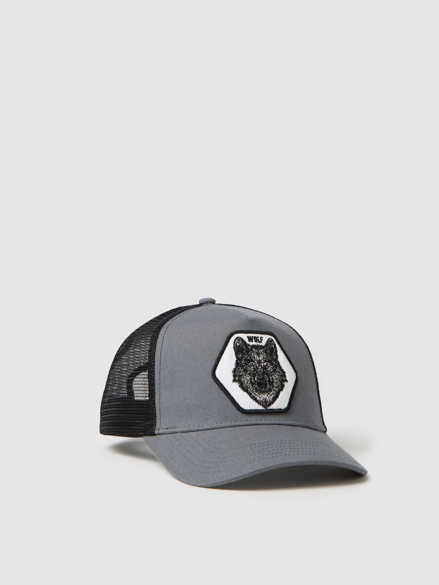 Grey OVS Baseball Cap with Wolf Patch_0