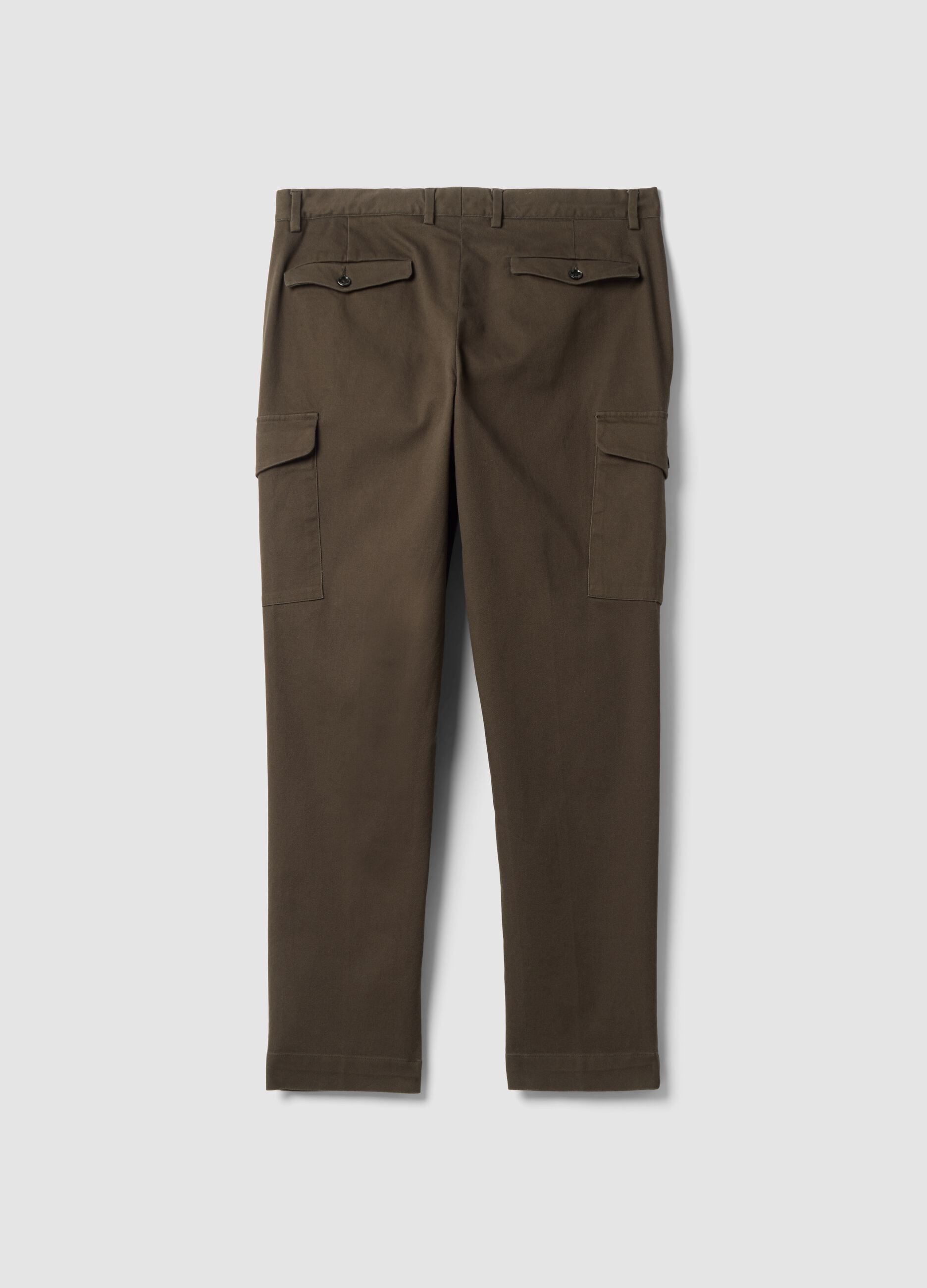 Brown comfort-fit stretch cotton twill cargo trousers