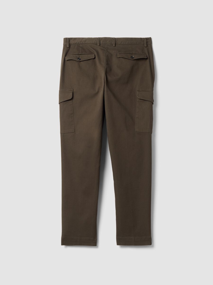 Pantaloni marroni cargo in twill di cotone elasticizzato comfort fit_2