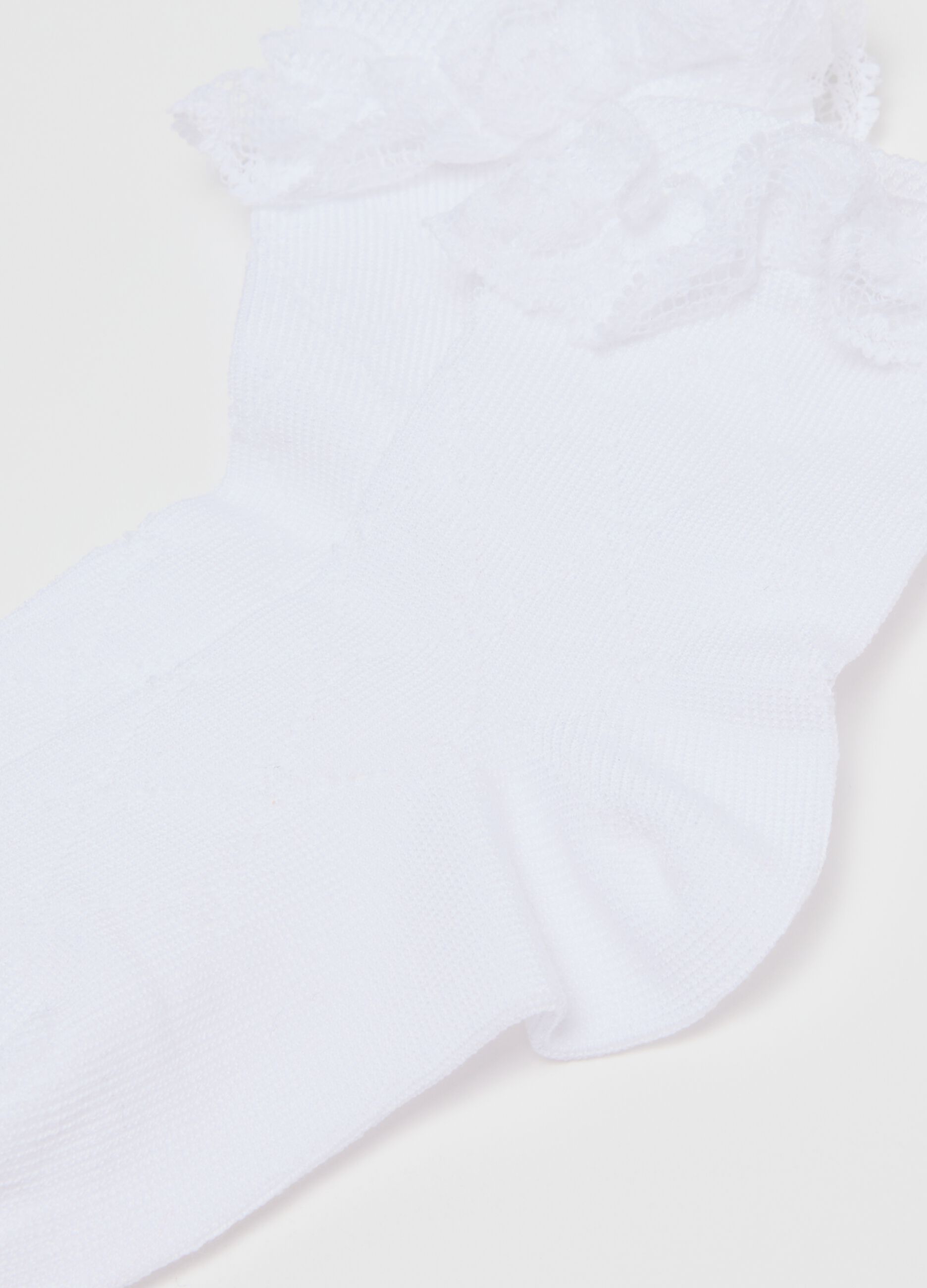 Two-pair pack short white socks with lace