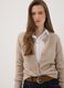 Beige stretch wool crew-neck cardigan, regular fit_0