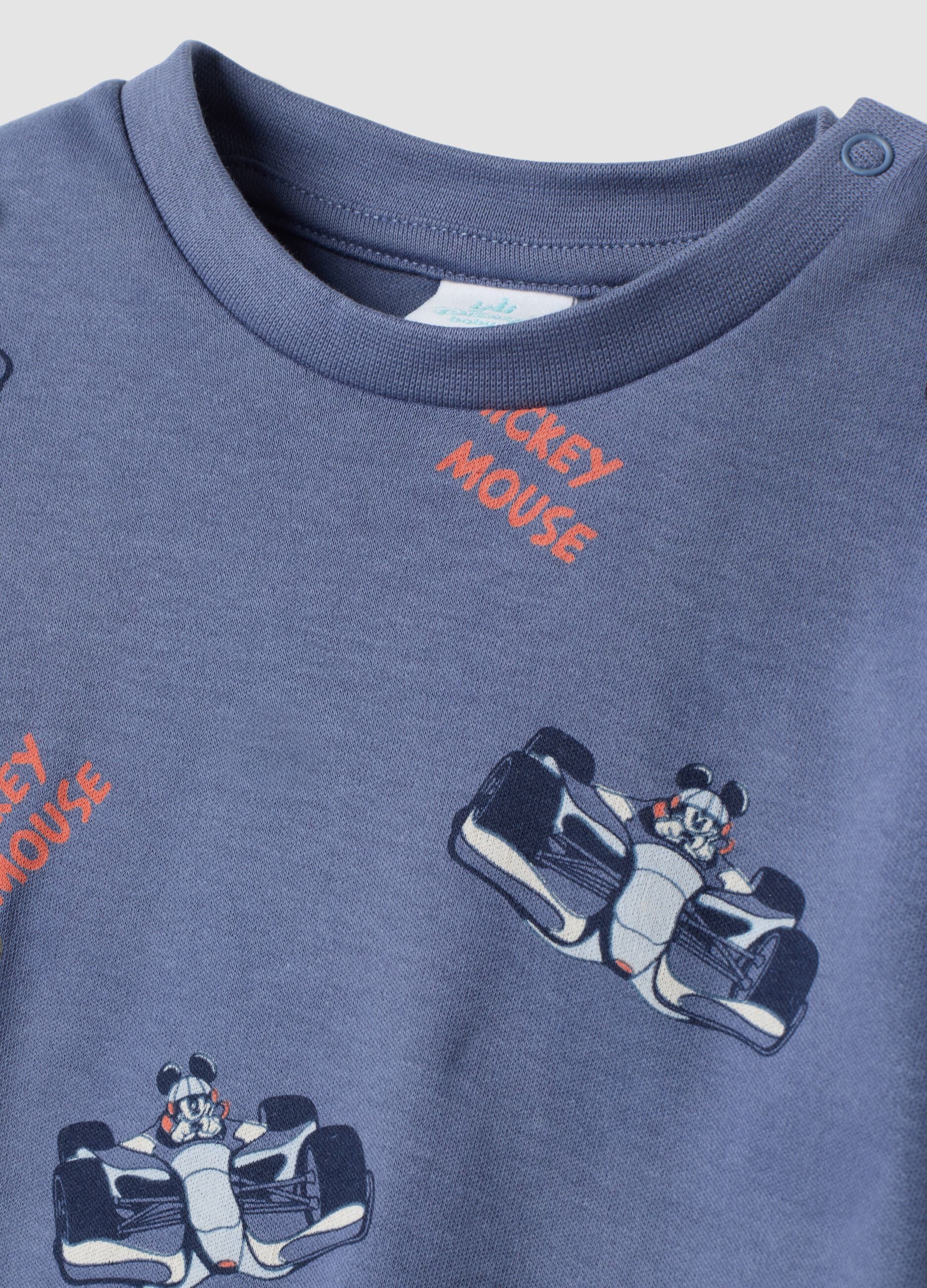 Blue organic cotton pyjamas with Mickey Mouse print