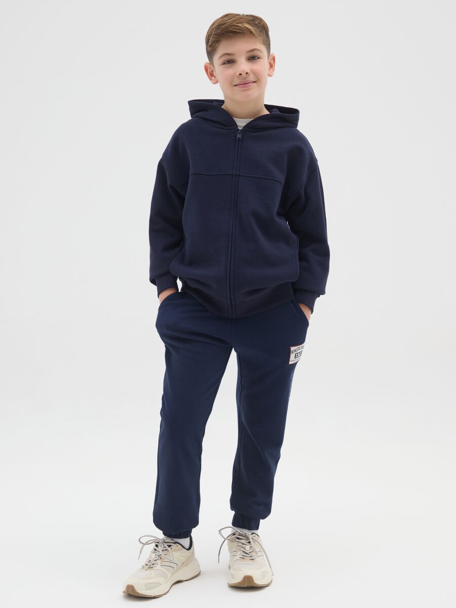 Boys' pure cotton blue jogger trousers in regular fit_0