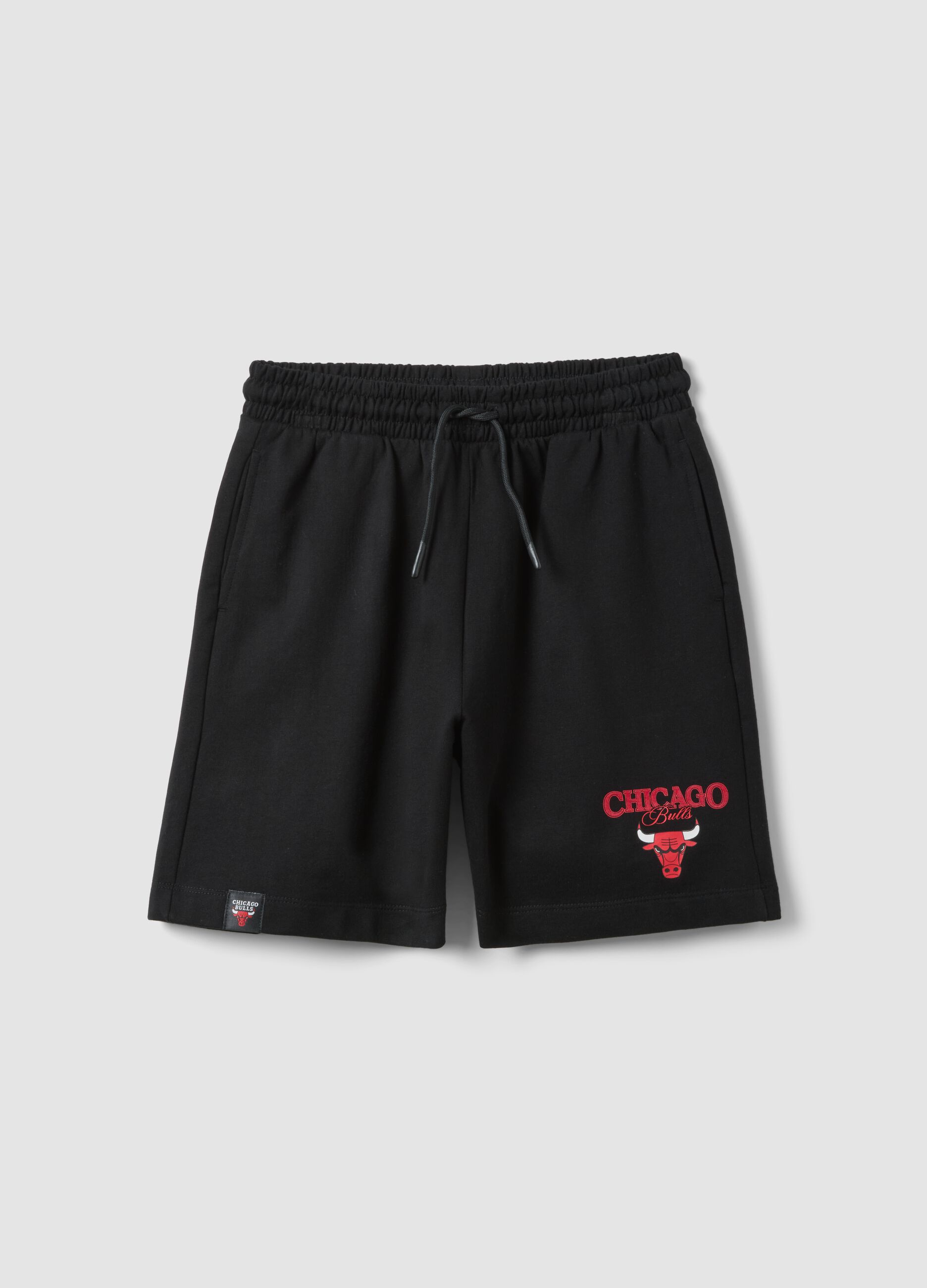 Girls&rsquo; pure cotton black relaxed fit shorts Chicago Bulls