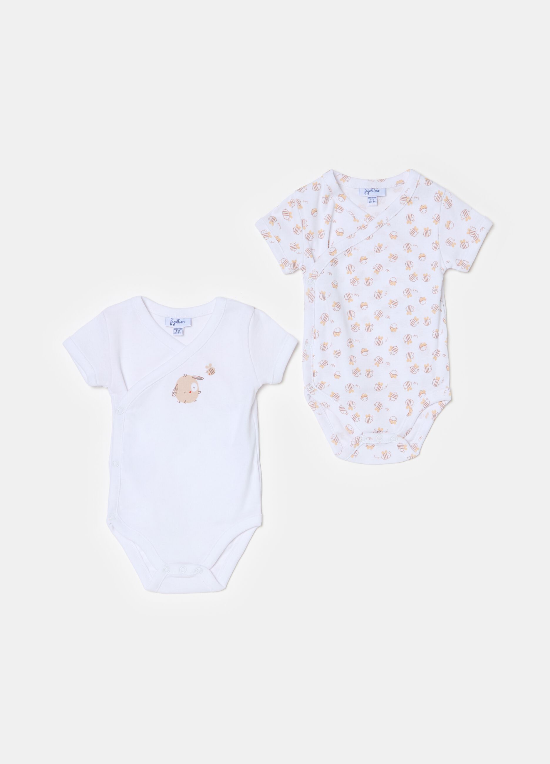 Two-pack organic cotton bodysuits with print