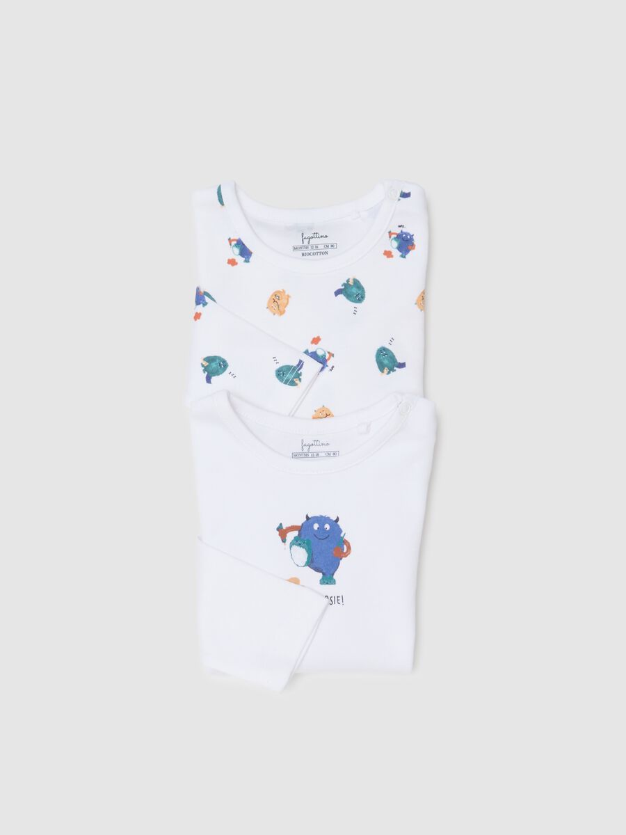 Bipack di body da neonato in puro cotone bianco con stampa_2