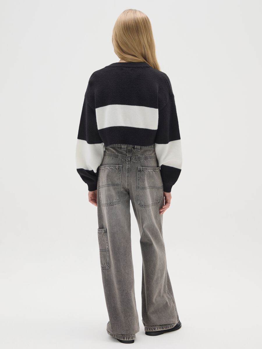 Girls' grey pure cotton skater fit jeans_1