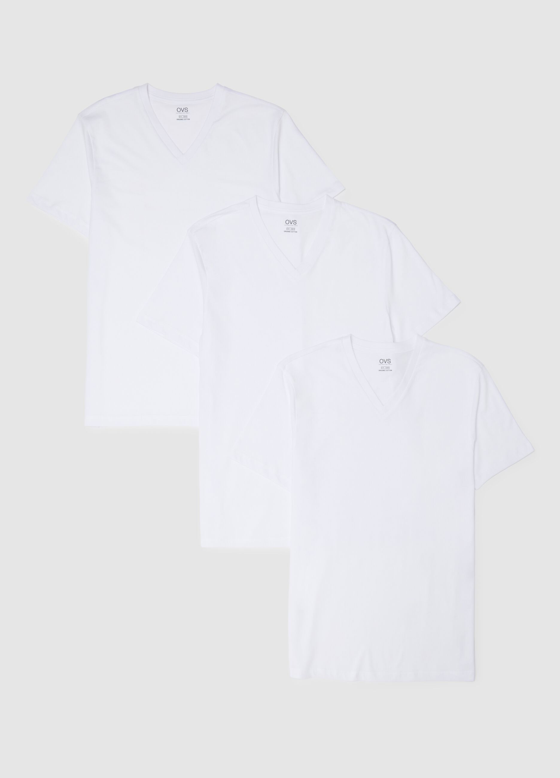 Set of 3 men's white cotton regular fit t-shirts