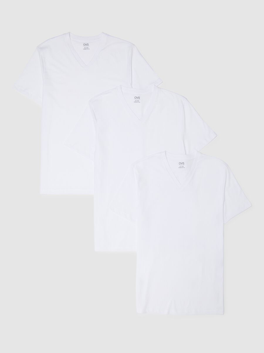Tripack di t-shirt da uomo in puro cotone bianche regular fit_4