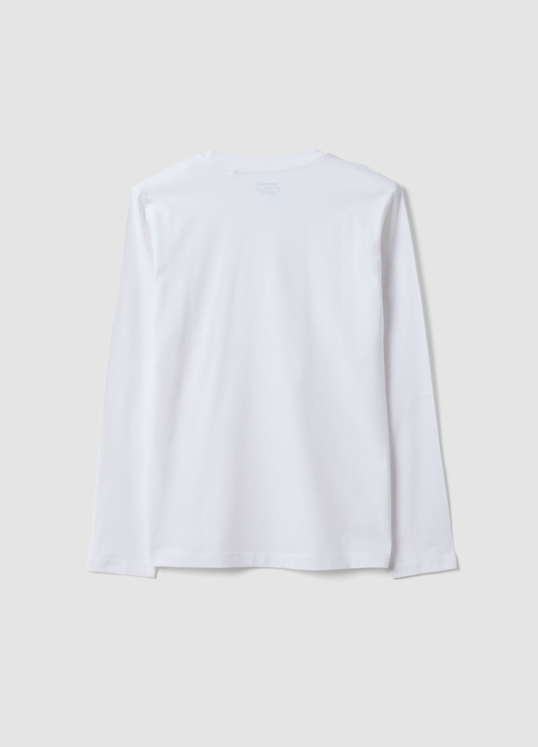 White long-sleeve T-shirt in pure organic cotton, regular fit, for boys