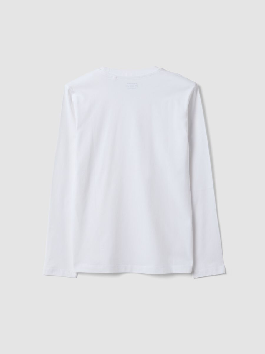 White long-sleeve T-shirt in pure organic cotton, regular fit, for boys_2