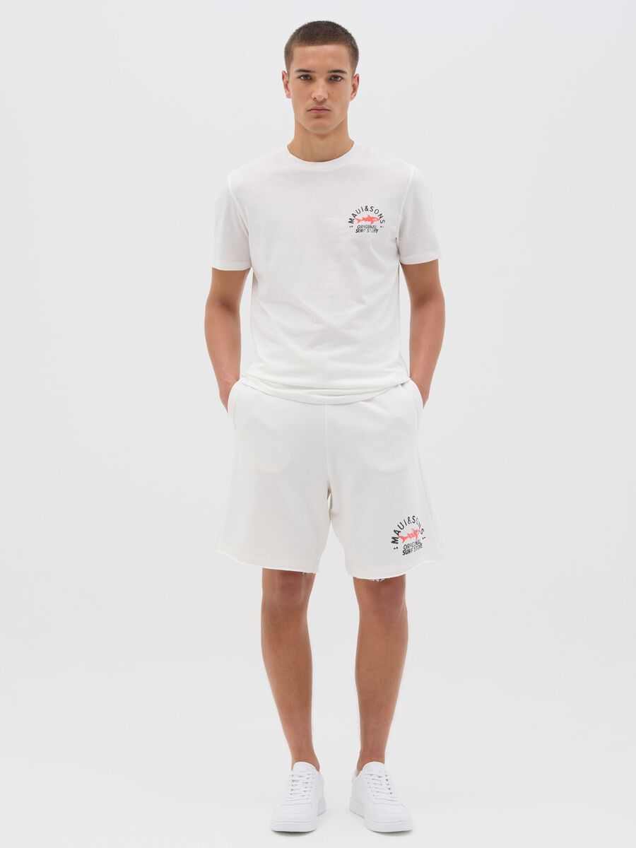 White Relax Fit Cotton Bermuda Shorts by Ovs_0