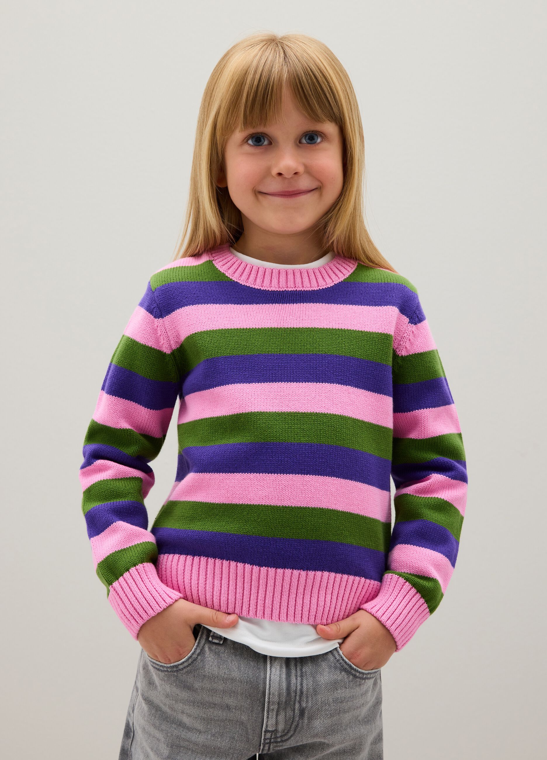 Girls' multicolour pure cotton regular fit pullover