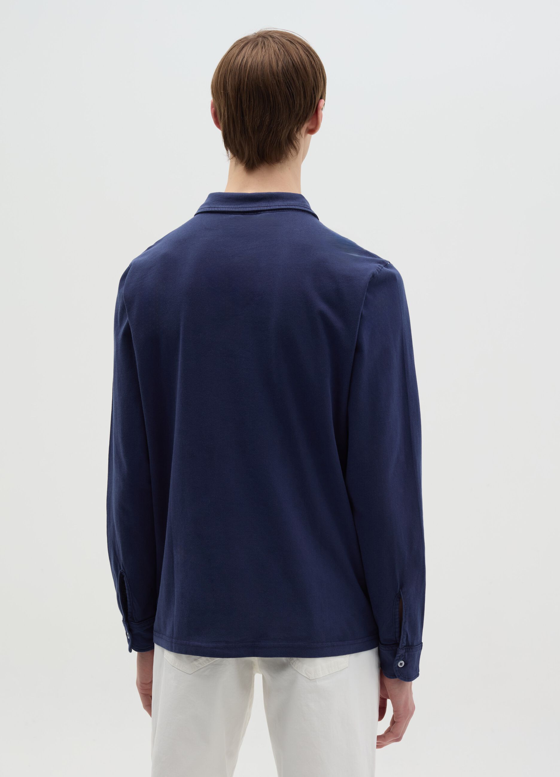 Long-sleeved polo shirt in cotton