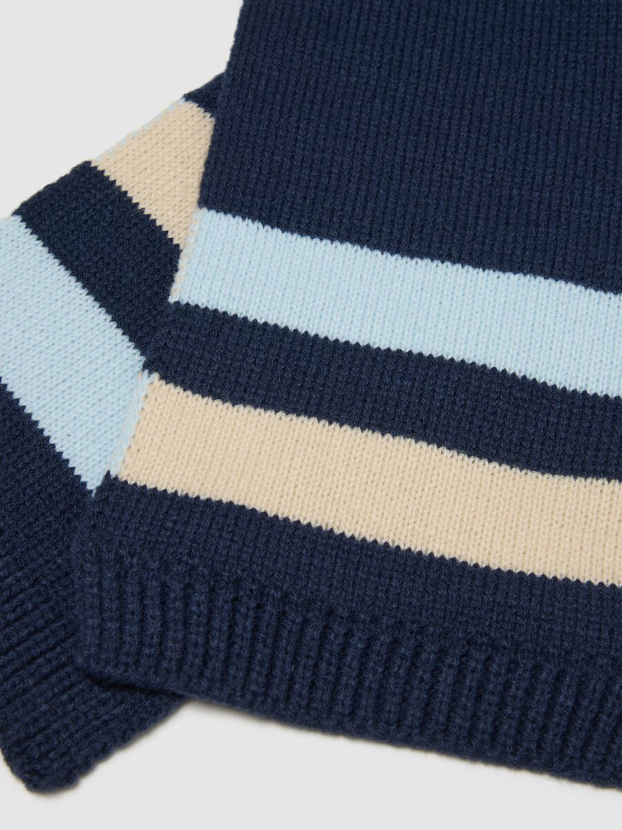Blue striped scarf for children_1
