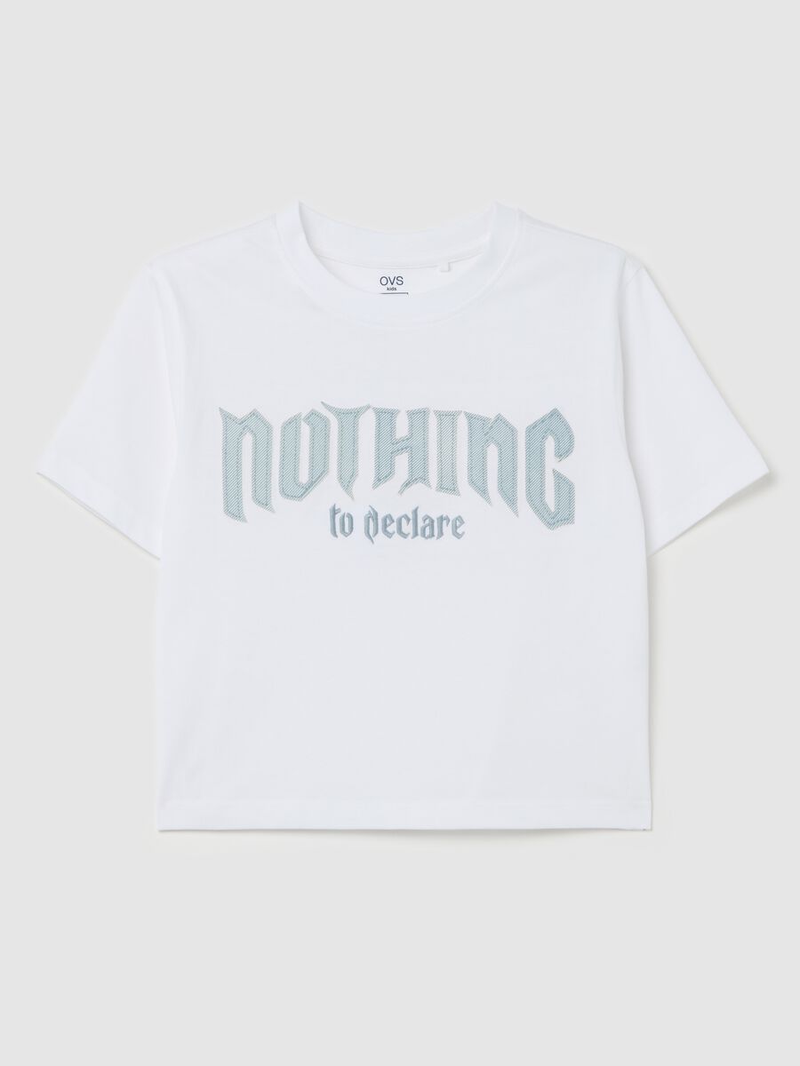 Cropped "Nothing to declare” T-shirt in cotton_3